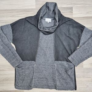 Belle France Womens Gray Textured Sequin Cowl Neck Sweater XL